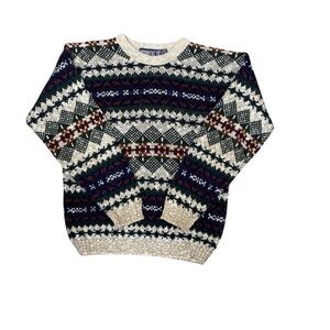 Vintage 80s-90s Apparatus Fair Isle Knit Sweater | Cozy Winter Pullover Mens LRG
